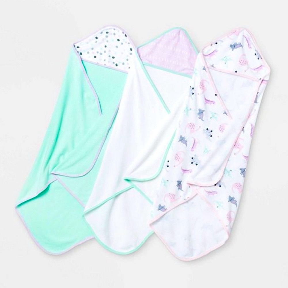 NEW! Infant Baby 3pk Hooded Bath Towel Set